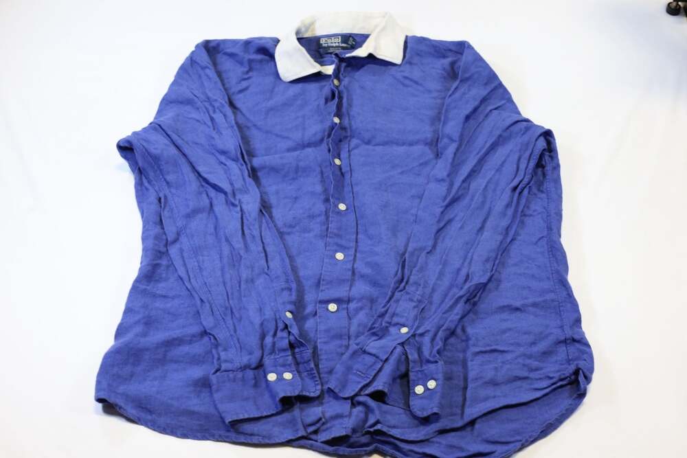 Polo Ralph Lauren Estate Custom Fit Blue 100% Linen Long Sleeve Shirt